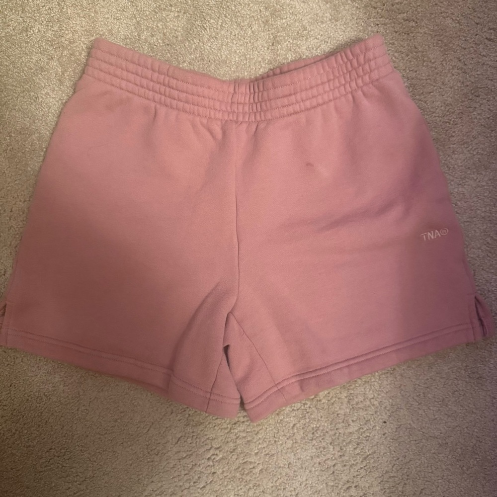 Aritzia TNA Pink Cozy Fleece Shorts